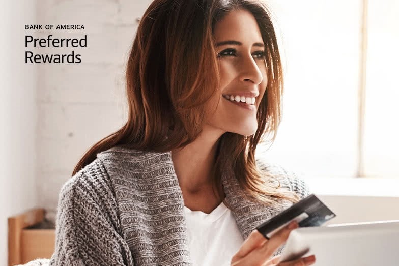 Bank of America Preferred Rewards program woman on tablet