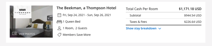 Beekman Booking Rate