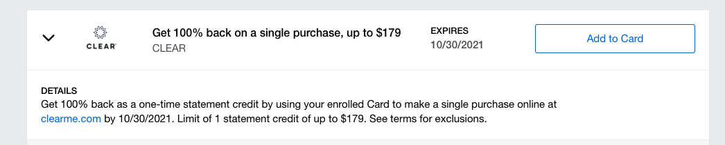 CLEAR Amex Offer