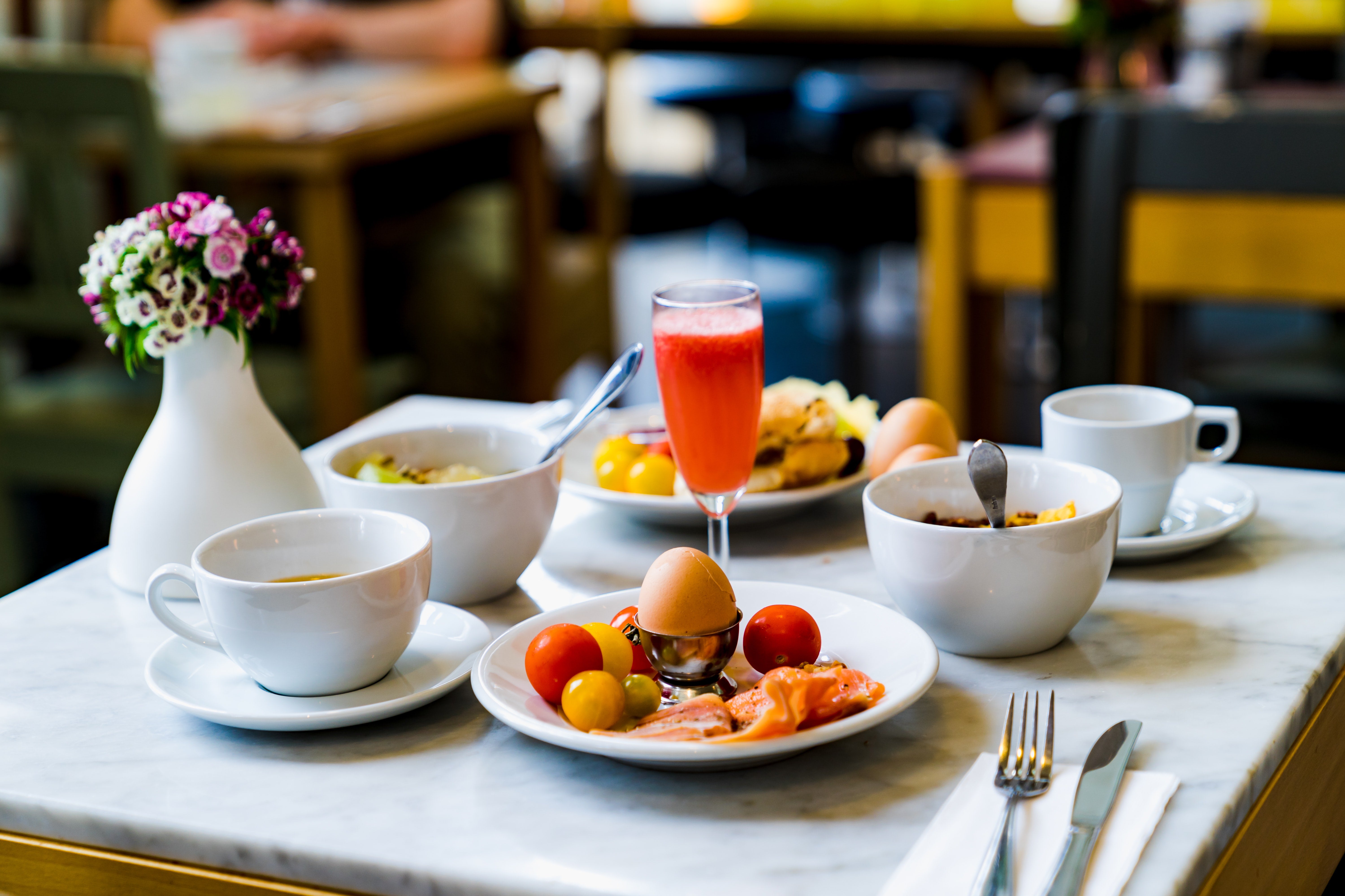 Hotel breakfast spread