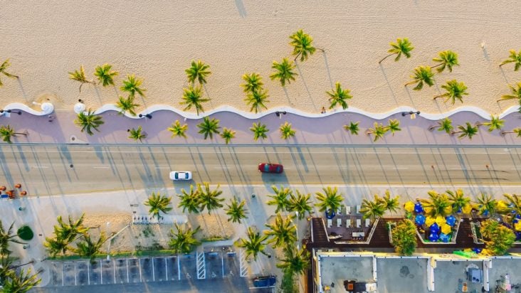 Miami beach with palm trees Miami beach with palm trees