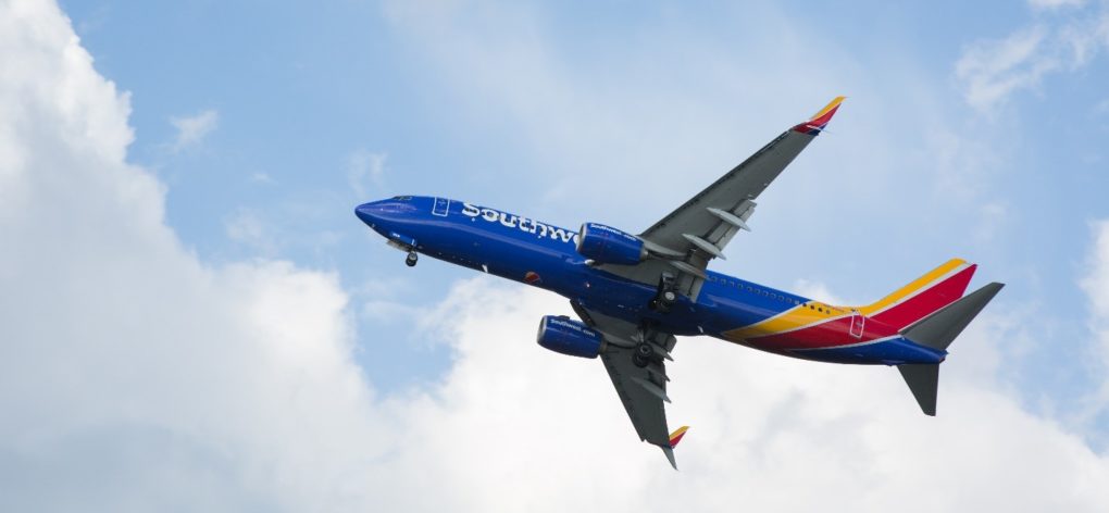 Southwest Airlines plane in sky