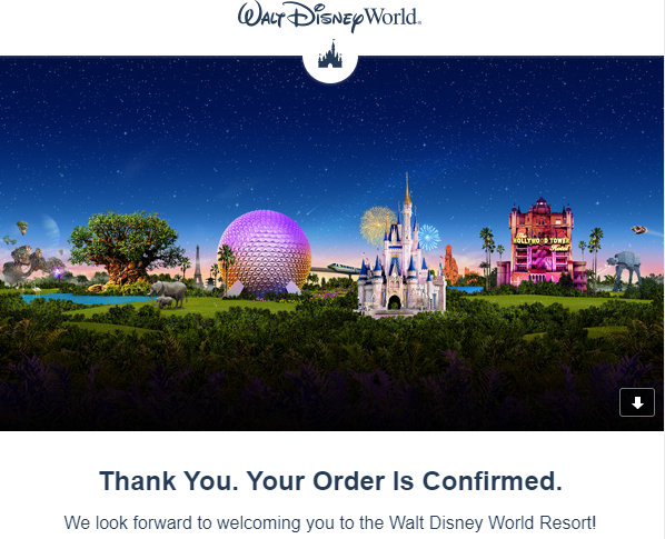 Walt Disney World ticket confirmation Walt Disney World ticket confirmation