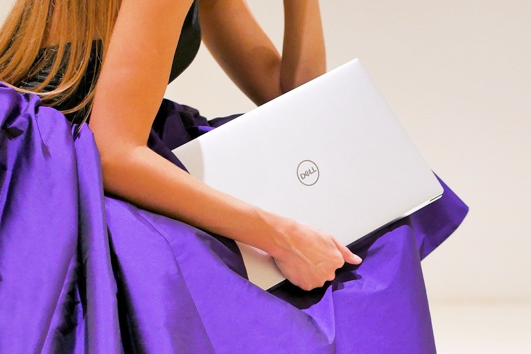 Woman with Dell laptop