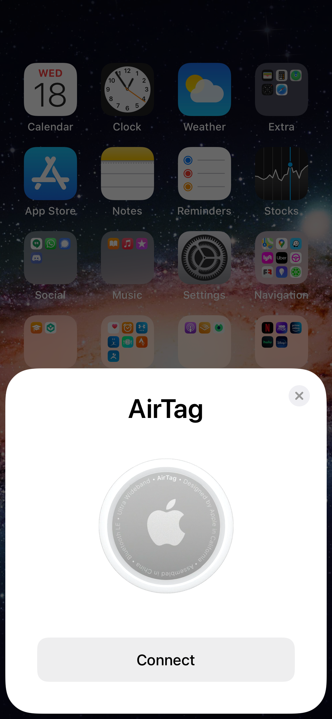 AirTag Connect Screen