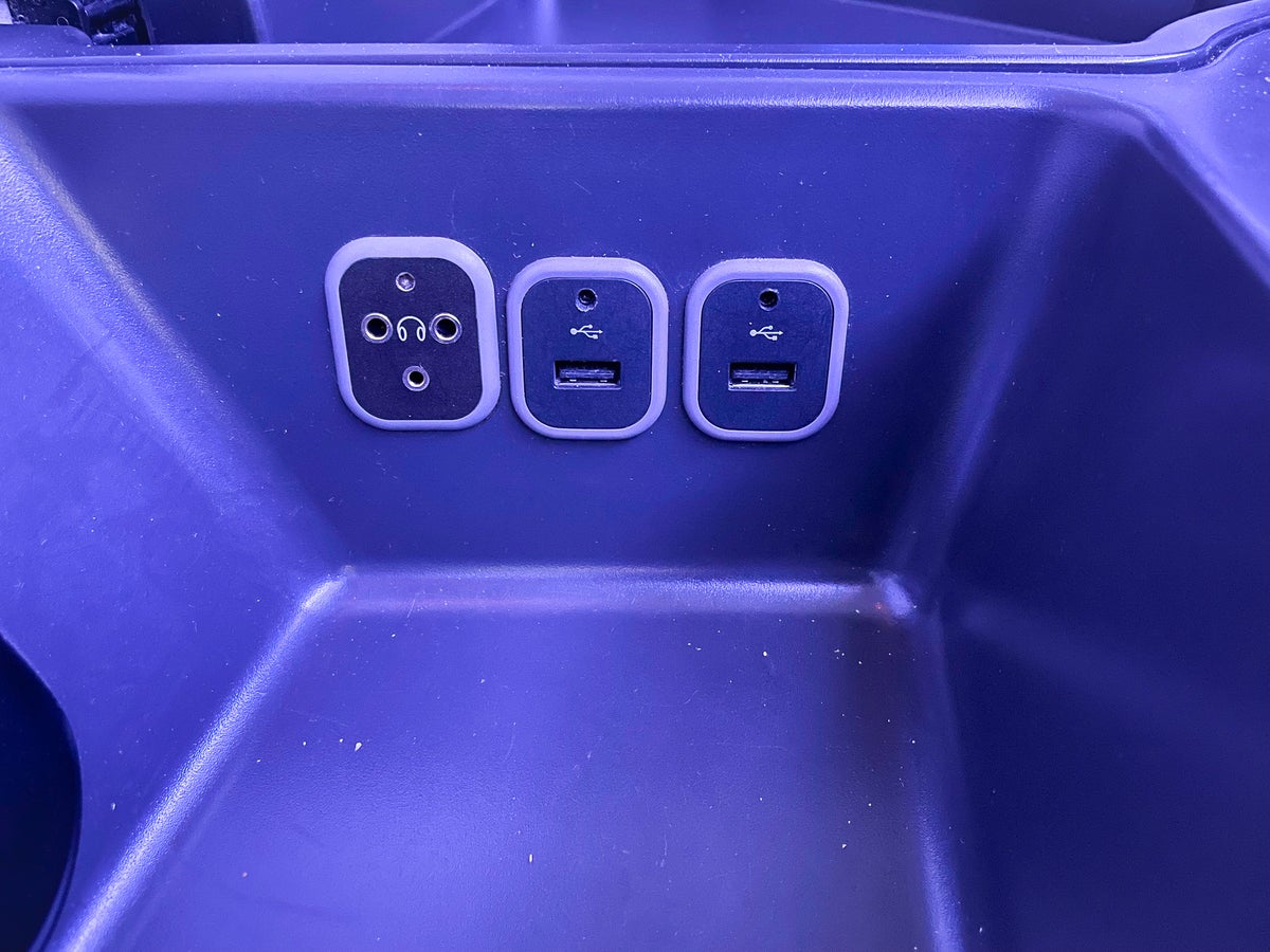 American Airlines First Flagship Business Class Miami to Boston USB chargers