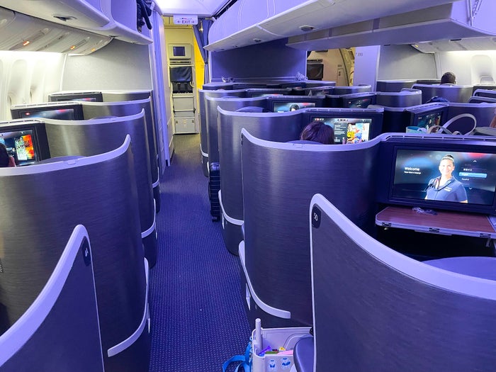 american-airlines-business-class-777 American Airlines First Flagship Business Class Miami to Boston aisle