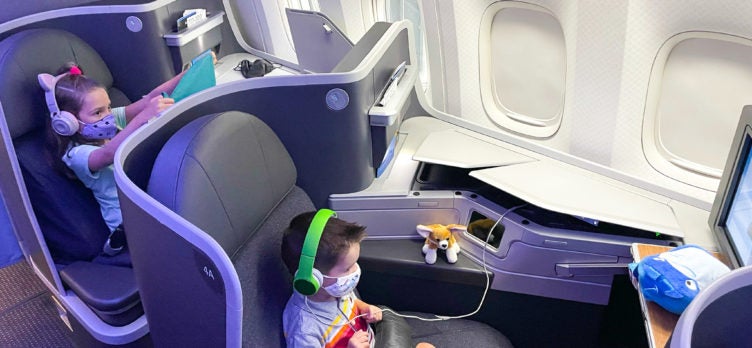 American Airlines First Flagship Business Class Miami to Boston kids