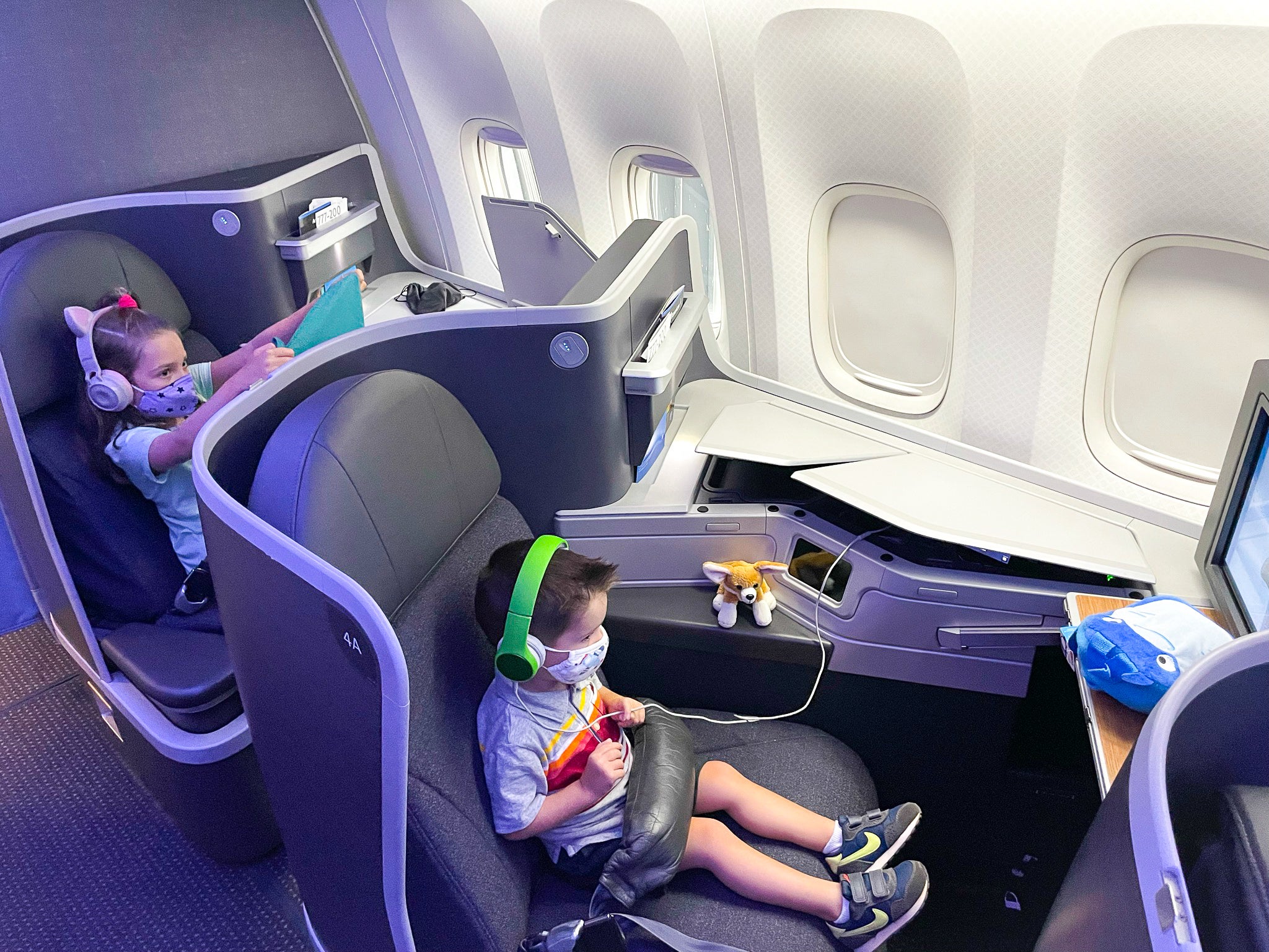 American Airlines First Flagship Business Class Miami to Boston kids