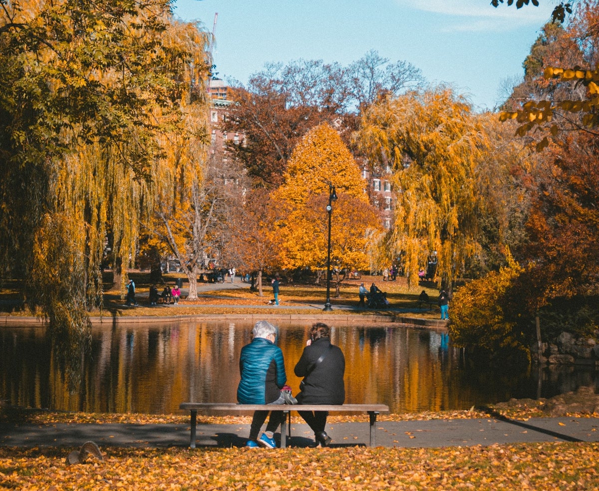 Boston Public Gardens Massachusetts during fall foliage