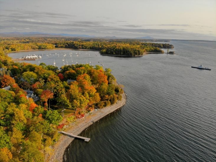 Lake Champlain Vermont at the start of foliage season Lake Champlain Vermont at the start of foliage season
