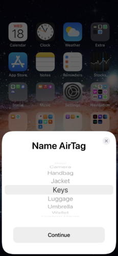 Name AirTag Screen Name AirTag Screen