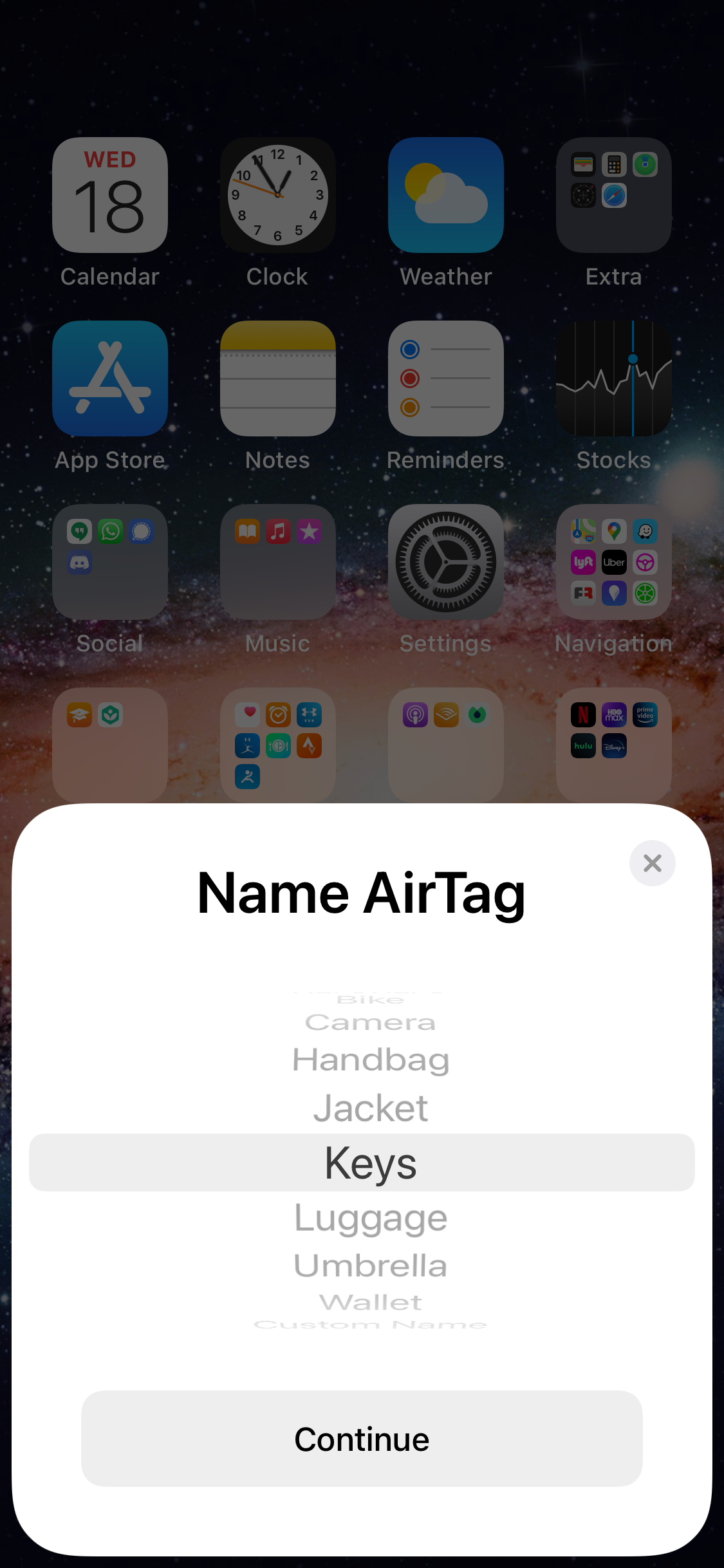 Name AirTag Screen