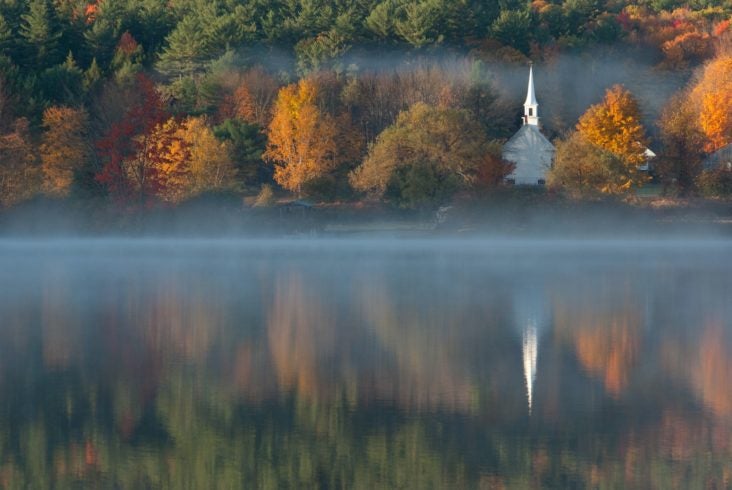 New Hampshire lake during foliage season New Hampshire lake during foliage season