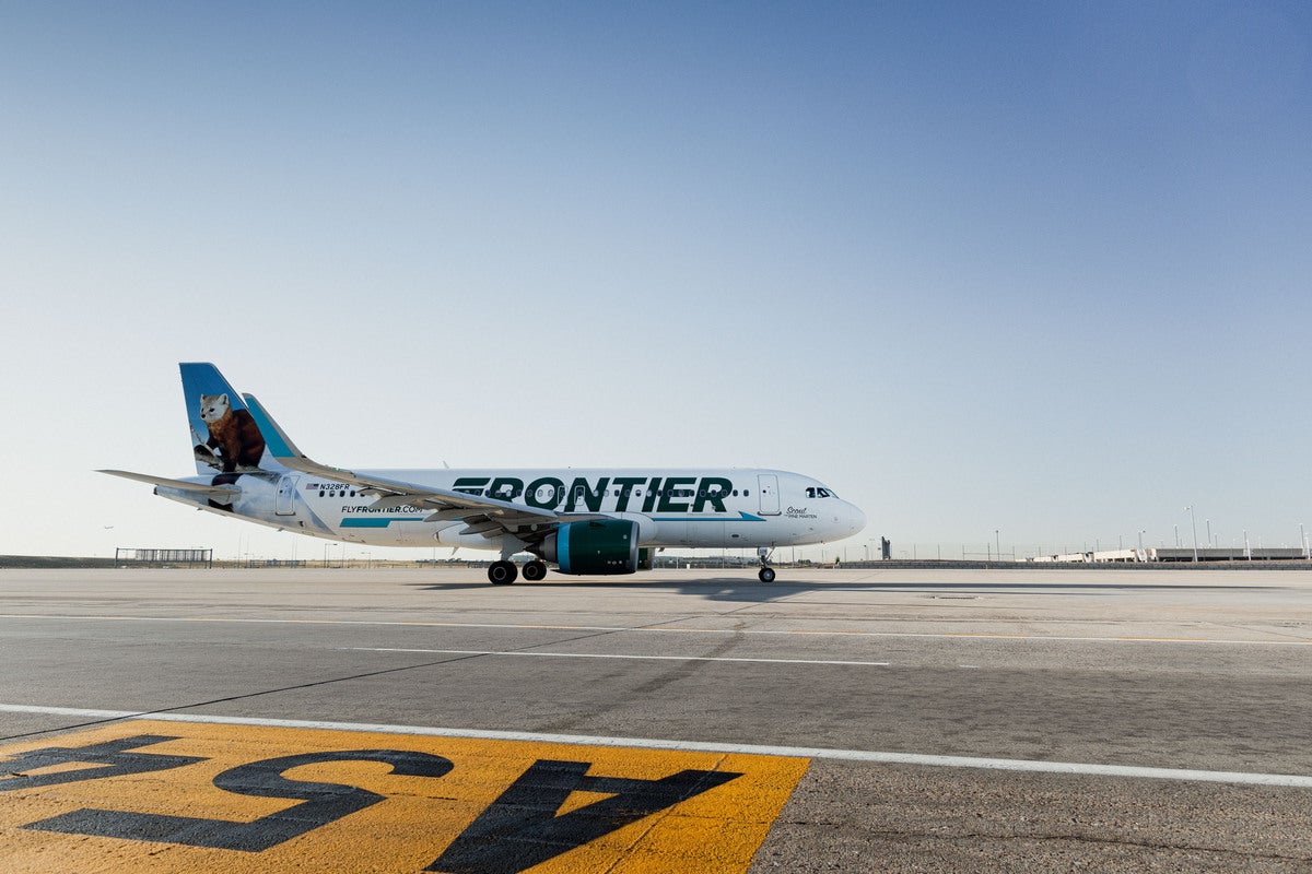 Frontier aircraft on runway