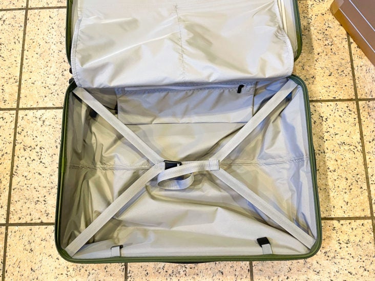 Olive Green Monos Luggage Check In Medium straps Olive Green Monos Luggage Check In Medium straps