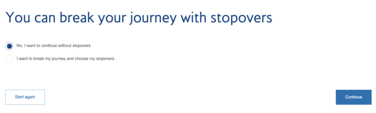 BA journey stopovers BA journey stopovers
