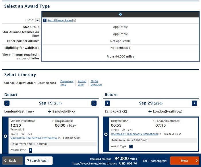 Thai Airways ANA Mileage Club