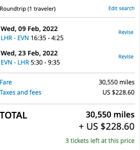 United LHR EVN United LHR EVN