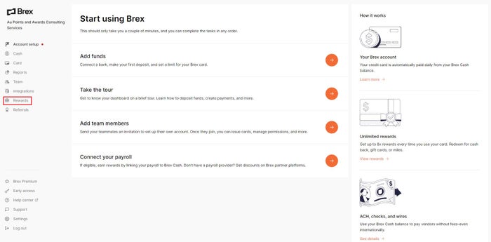 Brex dashboard