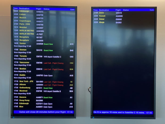 British Airways Galleries South departures board