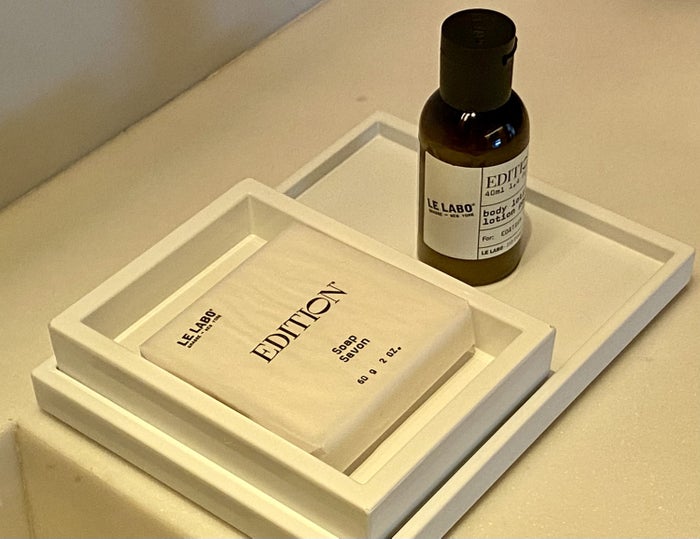 The Barcelona EDITION Deluxe Room bathroom amenities