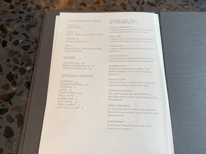 The Barcelona EDITION Bar Veraz menu