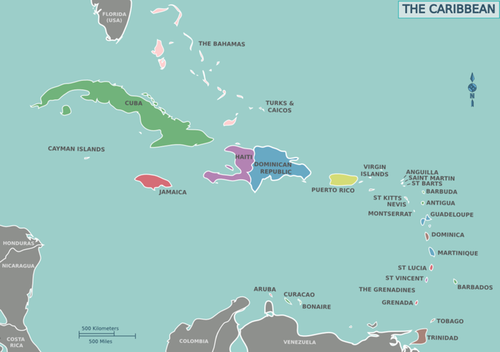 Map of the Caribbean Map of the Caribbean