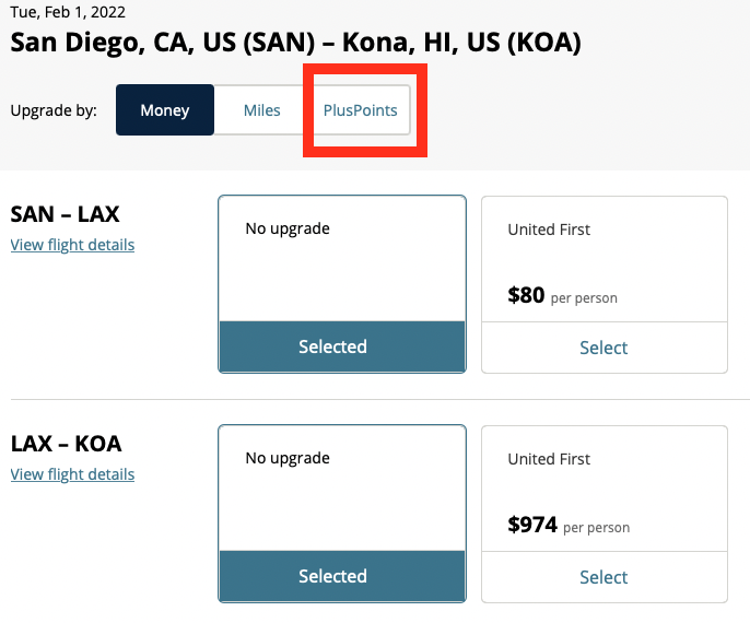 United upgrade PlusPoints United upgrade PlusPoints