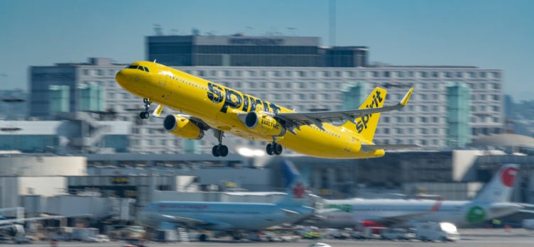 Spirit Airlines A321 departs LAX