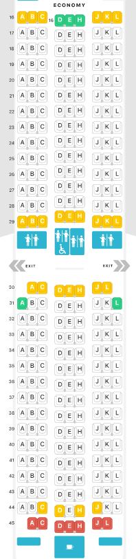 Air France A350-900 economy seat map