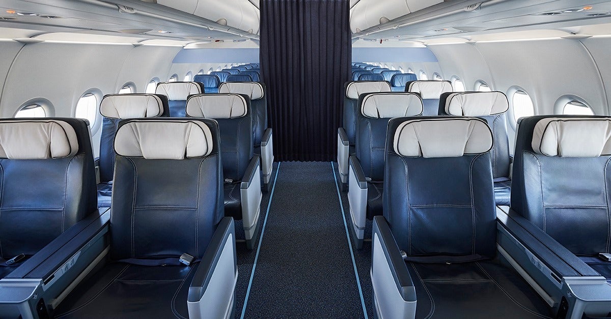 Air Transat Club Class curtain closed