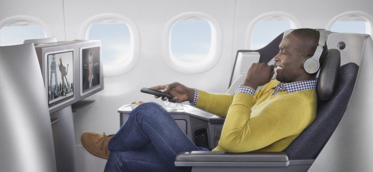 American Airlines OnBoard Entertainment Transcon Business Class Leisure Male In Flight Entertainment