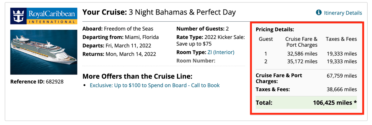 Booking a cruise with United Miles