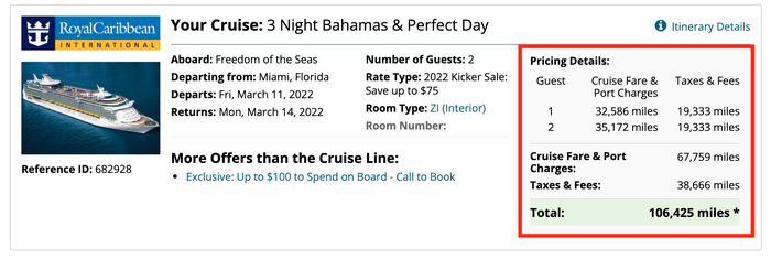 Booking a cruise with United Miles