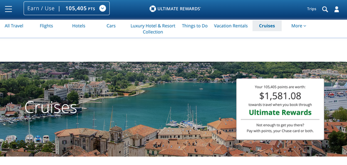 Chase Travel Portal cruises