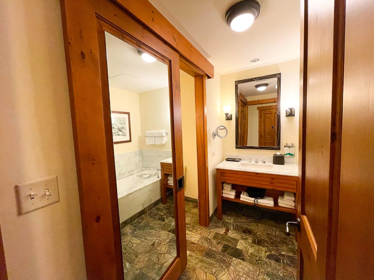 Classic Room bathroom at The Lodge at Spruce Peak Destination by Hyatt Stowe Vermont
