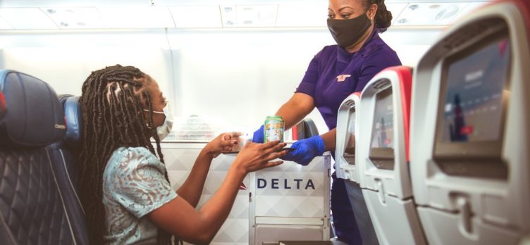 Delta passenger flight attendant masks