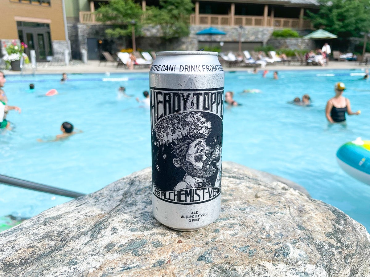Heady Topper by the pool at The Lodge at Spruce Peak Destination by Hyatt Stowe Vermont