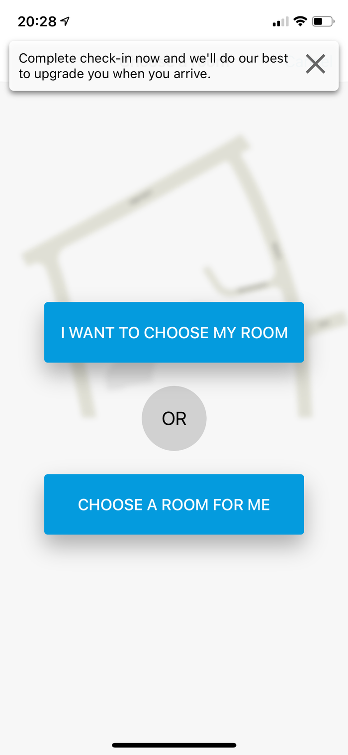 Hilton in-app check-in