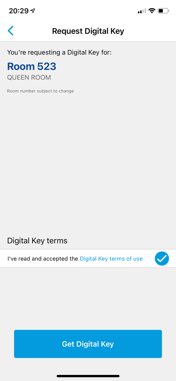 Hilton app room selection