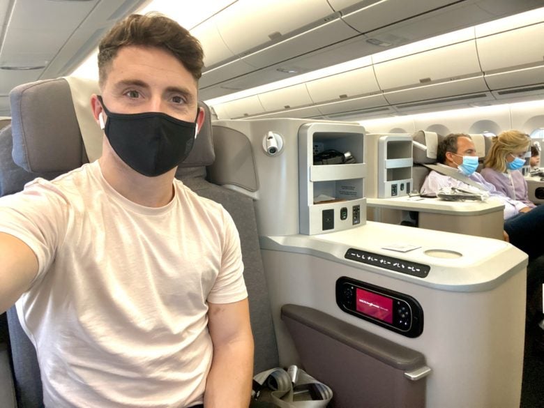 Iberia Business Class Passenger in Mask