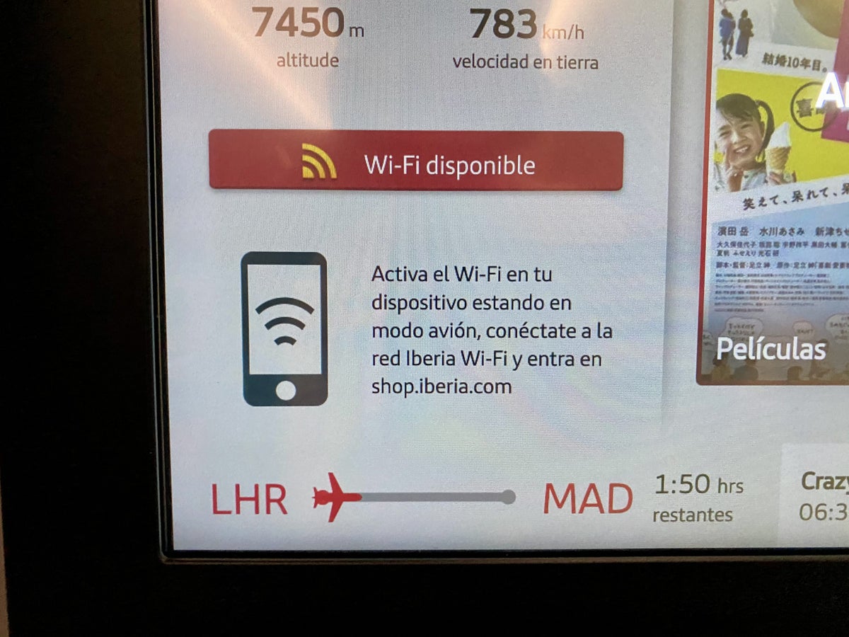 Iberia A350 business class Wi-Fi information