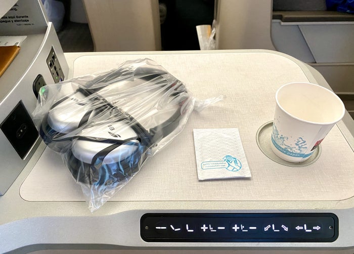 Iberia A350 business class pre take off amenities