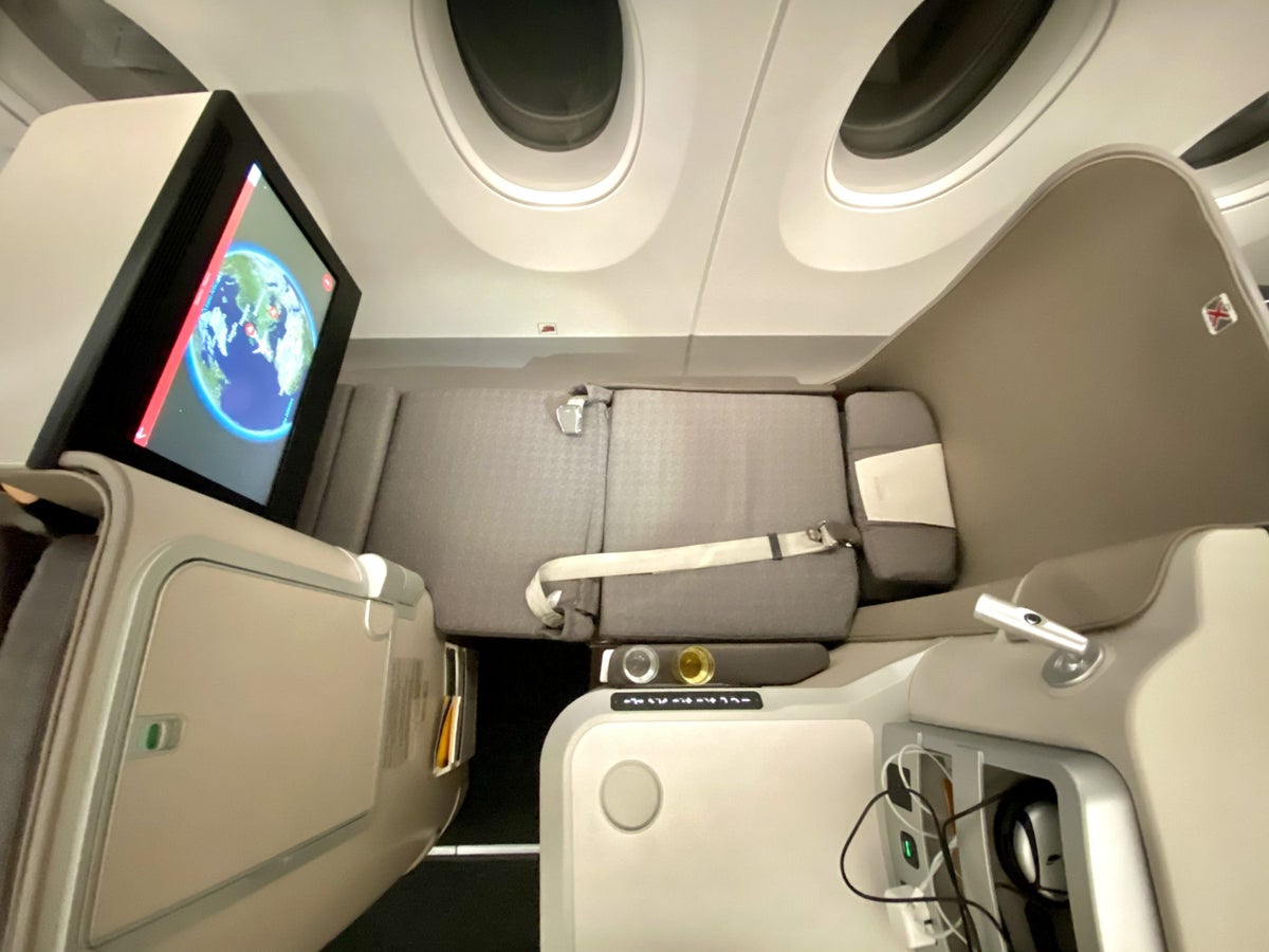 Iberia A350 business class seat in fully lie flat position 2