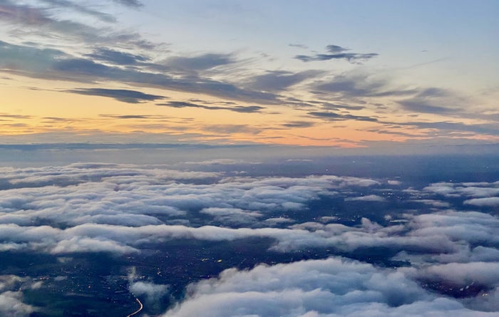 Iberia A350 business class take off views over London