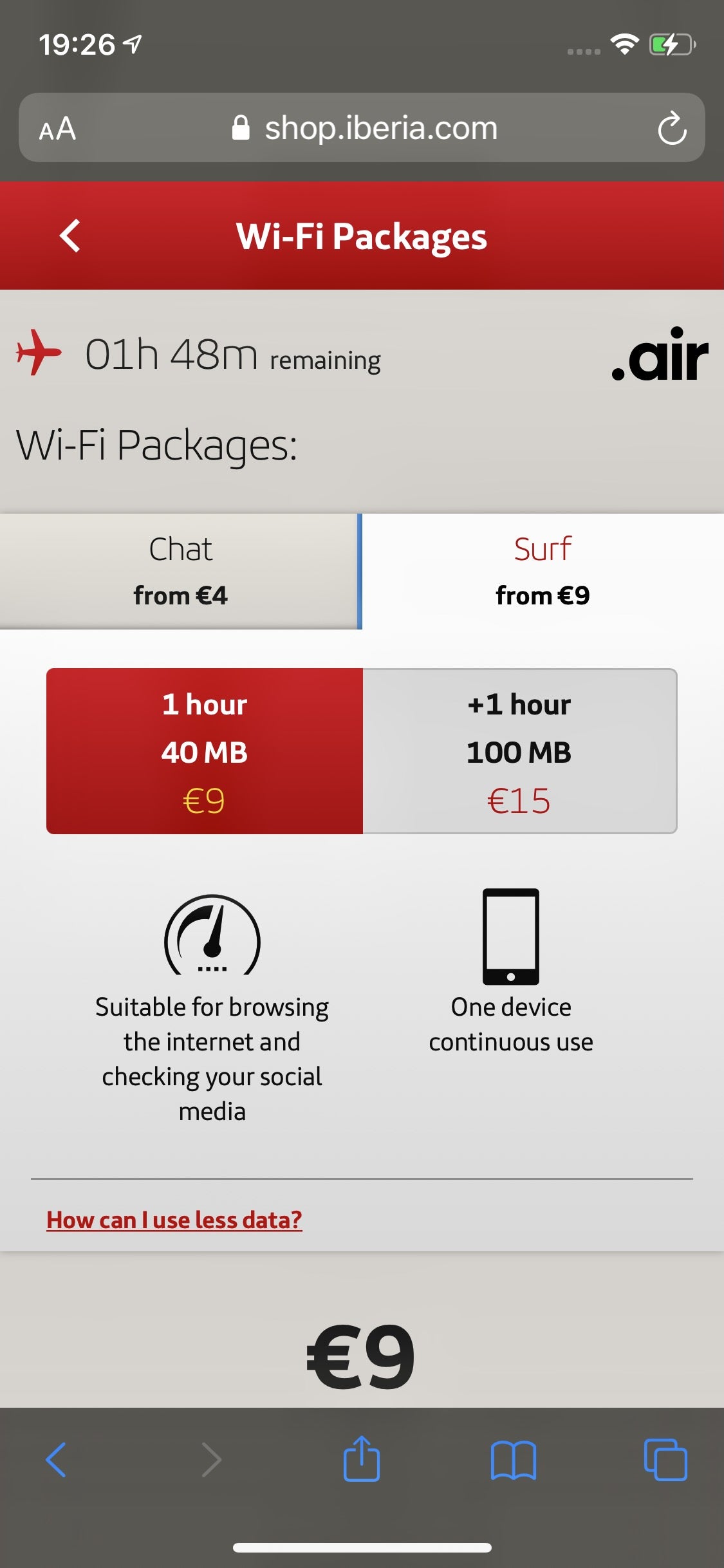 Iberia Wi-Fi Surf packages
