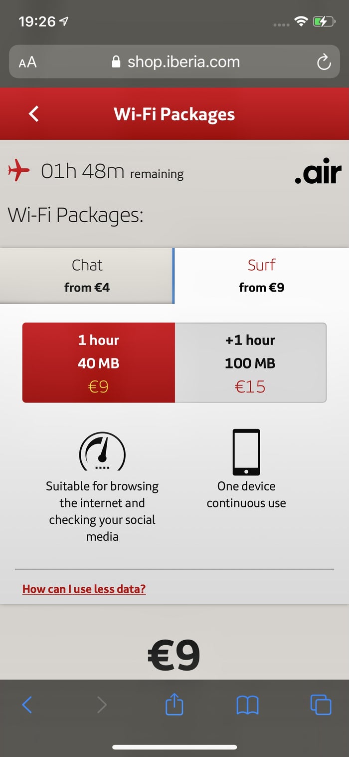 Iberia Wi-Fi Surf packages
