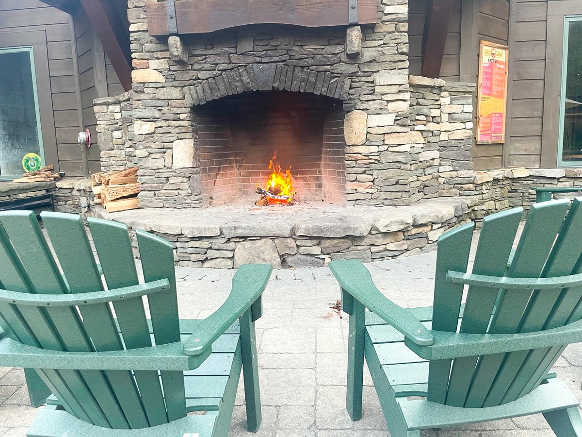 Outdoor Fireplace at The Lodge at Spruce Peak Destination by Hyatt Stowe Vermont