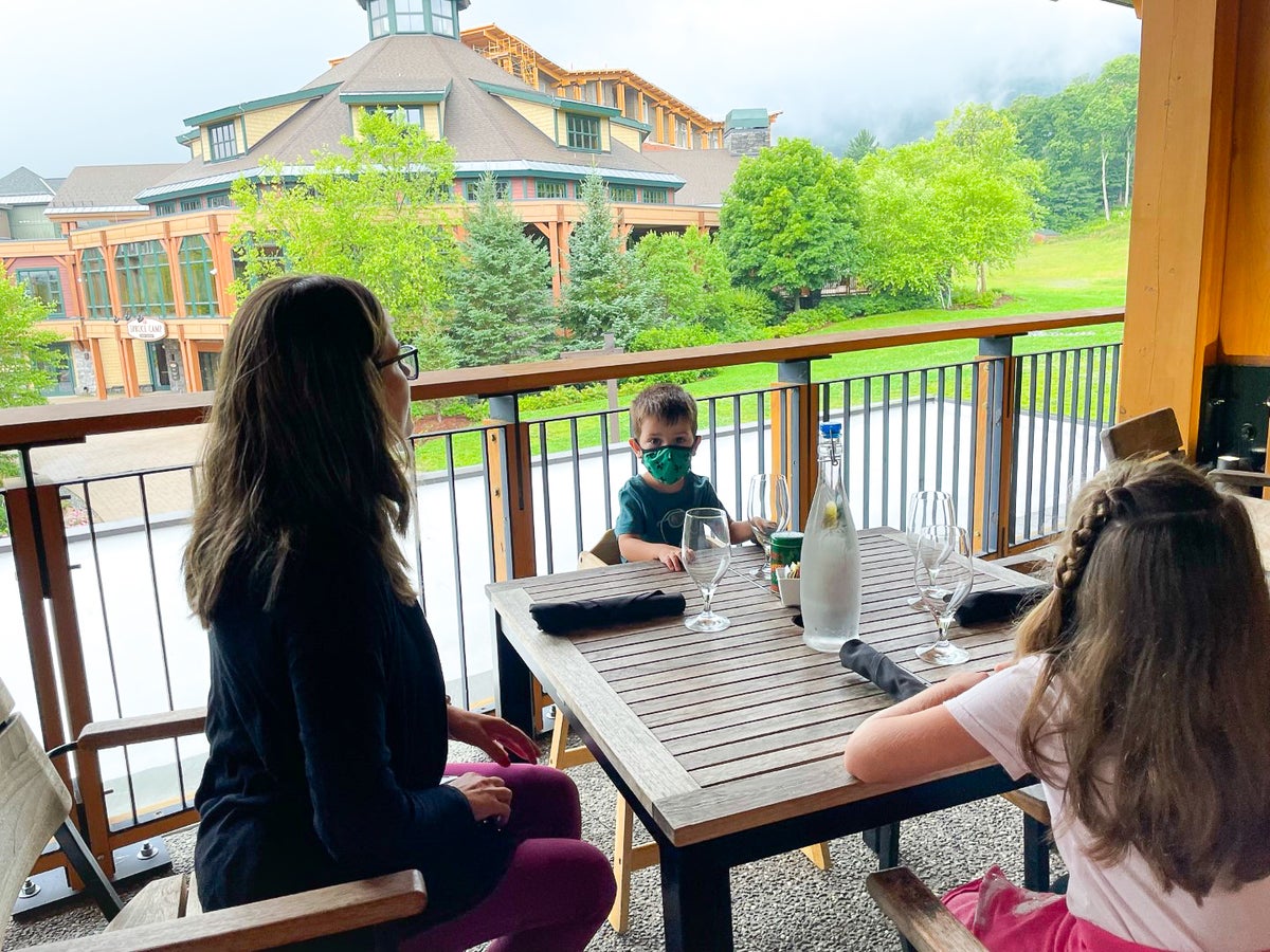 Outdoor breakfast dining at The Lodge at Spruce Peak Destination by Hyatt Stowe Vermont